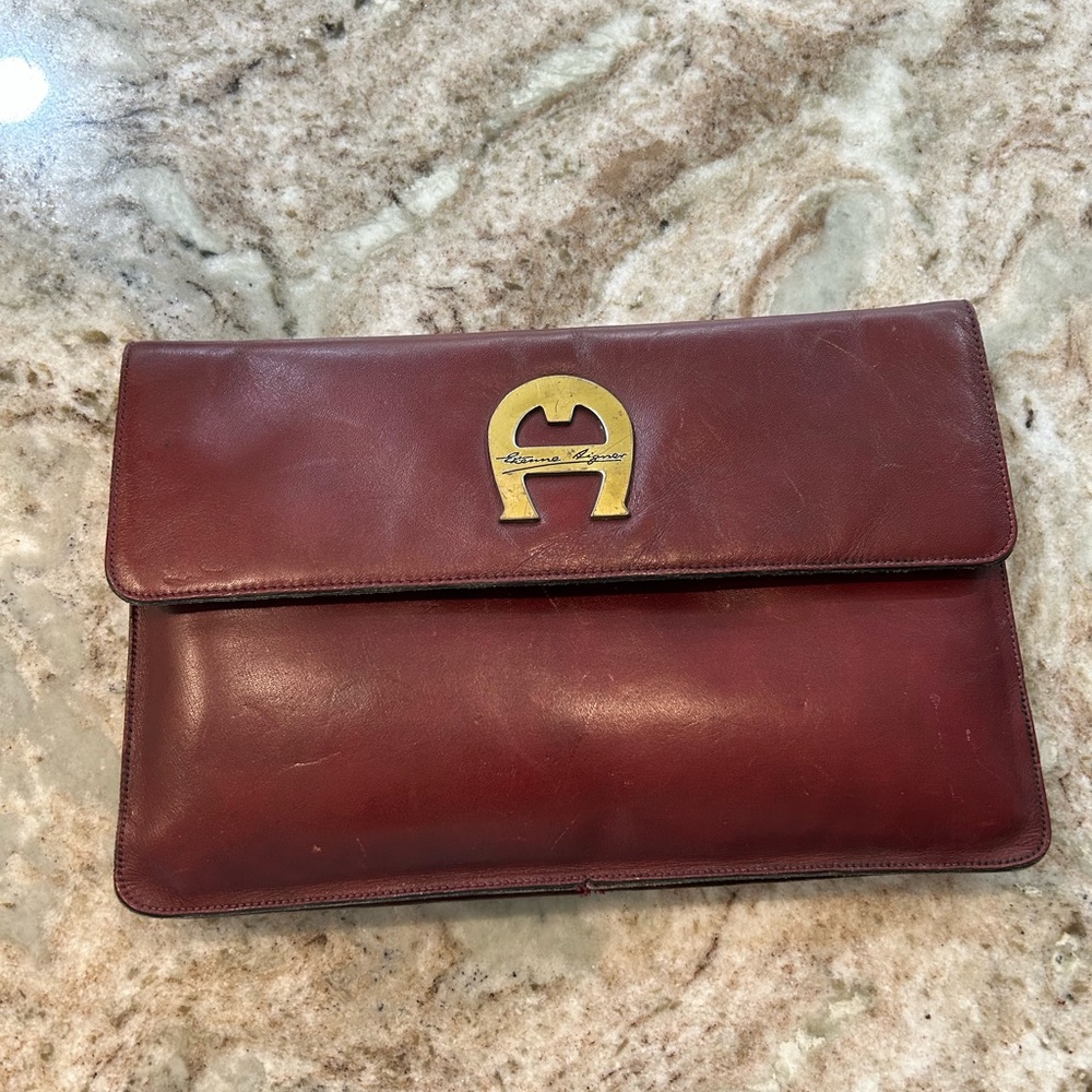 Etienne Aigner Burgundy Luxury Leather Clutch